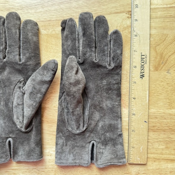 Vintage Aris Isotoner Thinsulate Suede Leather Gloves, Fleece Lined Brown, Large - Picture 4 of 7